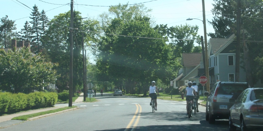 Cyclists in Wethersfield, Connecticut.
